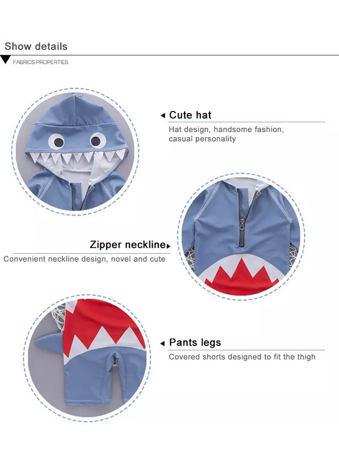 Shark Shaped Swimwear Suit Blue/White/Red  - Image 3