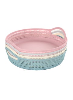 LAWAZIM 4-Piece Round Plastic Food Basket Multicolour 27 x 26 x 6cm  - Image 1