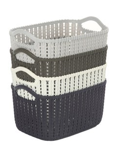 4-Piece Rectangular Plastic Storage Basket Set Multicolour 24x17x12cm