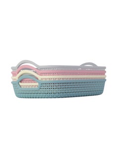 LAWAZIM 4-Piece Rectangular Plastic Fruit Basket Multicolour 27x19.5x4.5cm  - Image 2