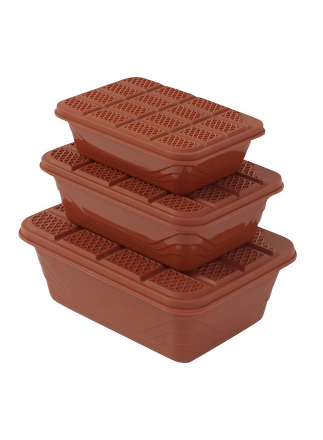 LAWAZIM 3-Piece Plastic Container Storage Box Set Brown Small Container (15.5x10.5x5) cm, Medium Container (18x12.5x6) cm, Large Container (21x15x7)cm  - Image 1