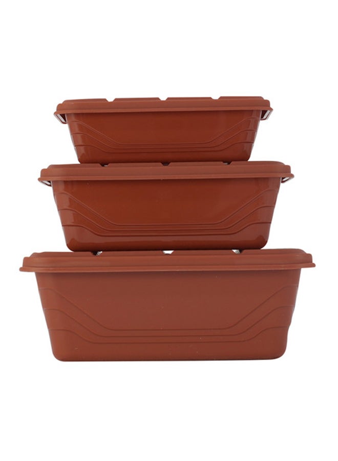 LAWAZIM 3-Piece Plastic Container Storage Box Set Brown Small Container (15.5x10.5x5) cm, Medium Container (18x12.5x6) cm, Large Container (21x15x7)cm  - Image 2