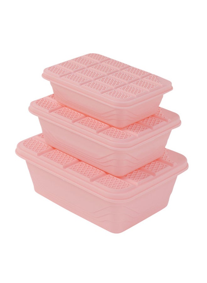 LAWAZIM 3-Piece Plastic Container Storage Box Set Pink 1 Container (15.5x10.5x5cm) , 1 Container (18x12.5x6cm) ,1 Container (21x15x7cm  - Image 1