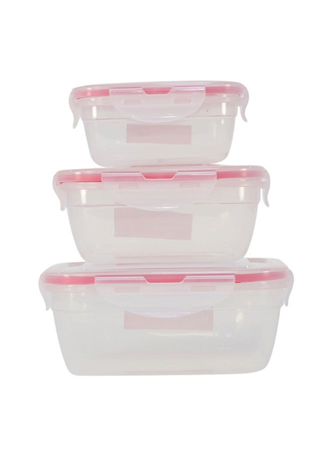 LAWAZIM 3-Piece Plastic Airtight Container Storage Box Set Red/Clear - Image 2