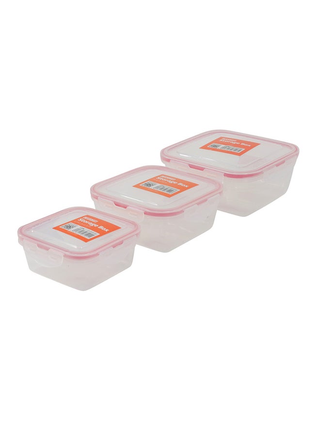 LAWAZIM 3-Piece Plastic Airtight Container Storage Box Set Red/Clear - Image 3