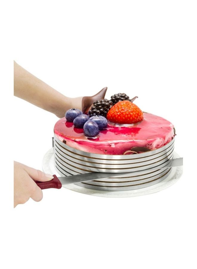 قالب كعك من الستانلس ستيل بدون قاعدة على شكل حلقة متداخلة قابل للتعديل فضي 6بوصة - Image 3