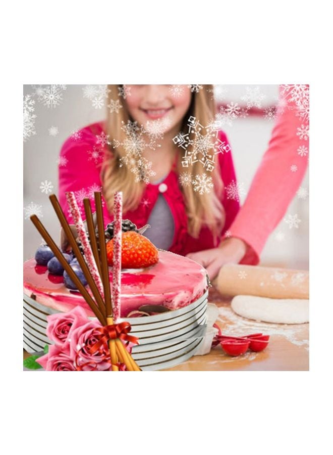 قالب كعك من الستانلس ستيل بدون قاعدة على شكل حلقة متداخلة قابل للتعديل فضي 6بوصة - Image 5