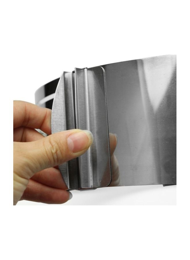 قالب كعك من الستانلس ستيل بدون قاعدة على شكل حلقة متداخلة قابل للتعديل فضي 6بوصة - Image 4