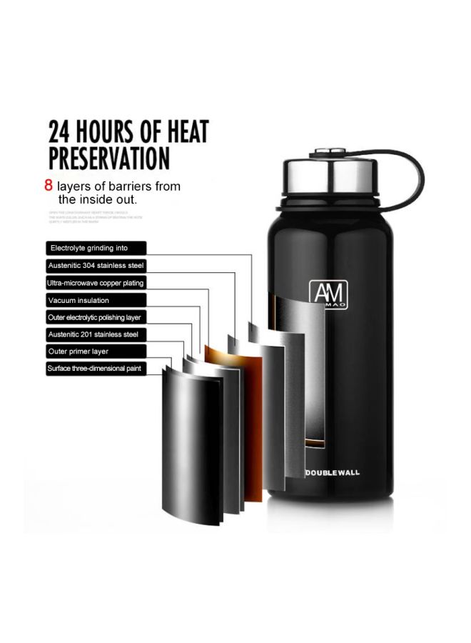 Generic - Stainless Steel Vacuum Thermos Water Bottle Black 1100ml - Image 1