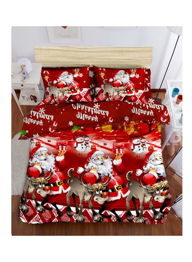 Santa Printed Polyester Duvet Cover Set Polyester Red/White/Black - Image 1