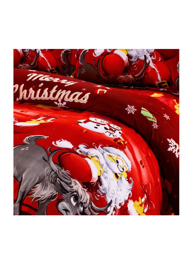 Santa Printed Polyester Duvet Cover Set Polyester Red/White/Black - Image 4