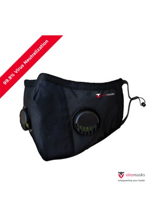 كمامة للوجه مضادة للفيروسات وقابلة للغسل وإعادة الاستخدام بخاصية تحييد الفيروسات معتمد من ISO18184 مقاس متوسط أسود
