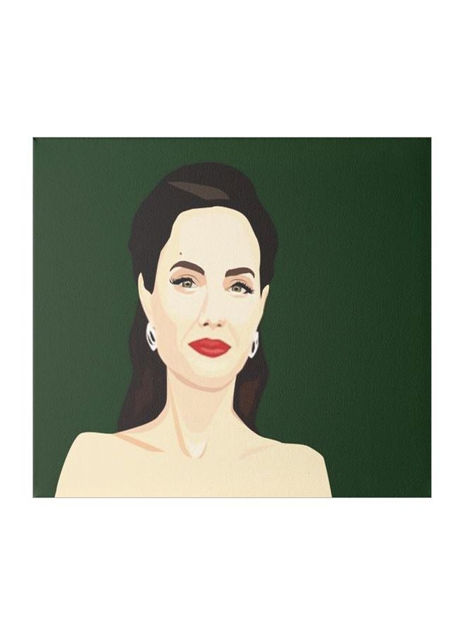 Decorative Angelina Jolie Wall Painting With Frame Green/Beige/Black 30x30cm