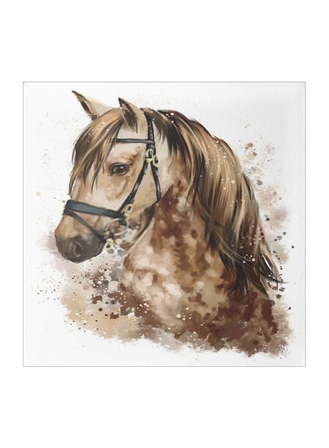 Decorative Horse Wall Painting With Frame White/Brown/Beige 30x30cm
