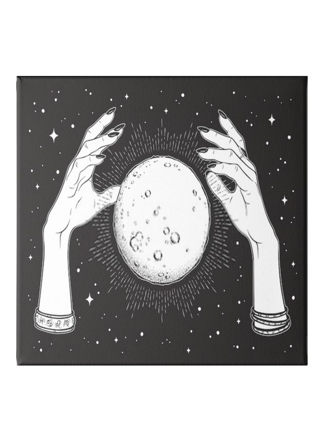 Decorative Moon Framed Wall Painting Black/White 30x30cm