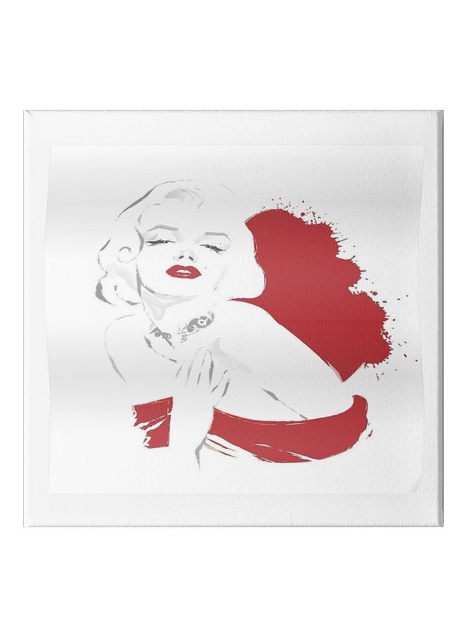 Decorative Marilyn Monroe Framed Wall Painting White/Red 30x30cm