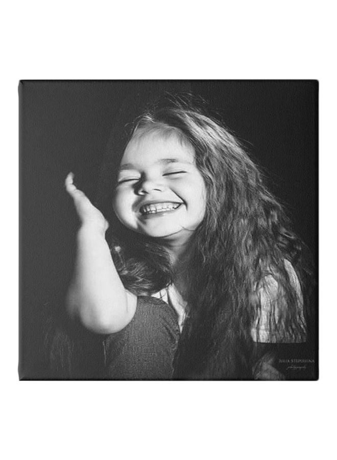 Girl Portrait Framed Wall Painting Black/White 30x30cm