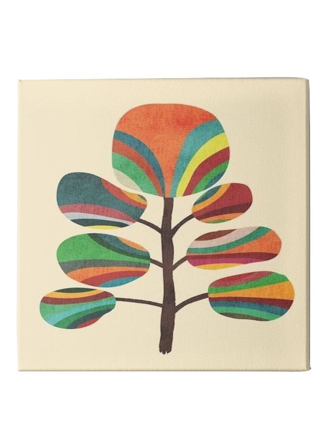 Tree Theme Framed Wall Painting Multicolour 30x30cm