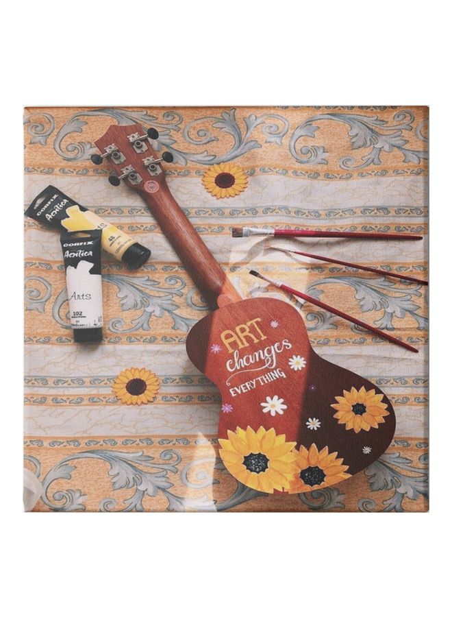 Guitar Wall Art Painting With Frame Multicolour 30x30cm