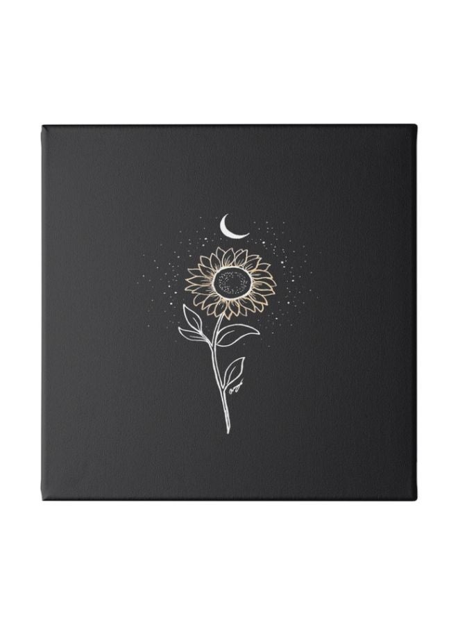 Rose And Moon Wall Art Painting With Frame Black/White/Yellow 30x30cm