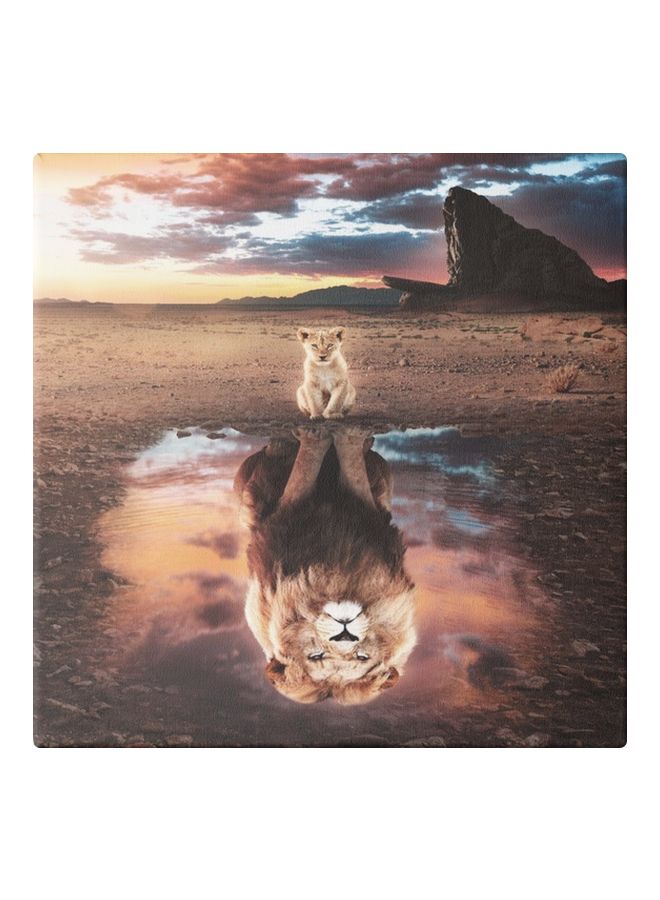The Lion King Framed Wall Painting Beige/Brown/Blue 30x30cm