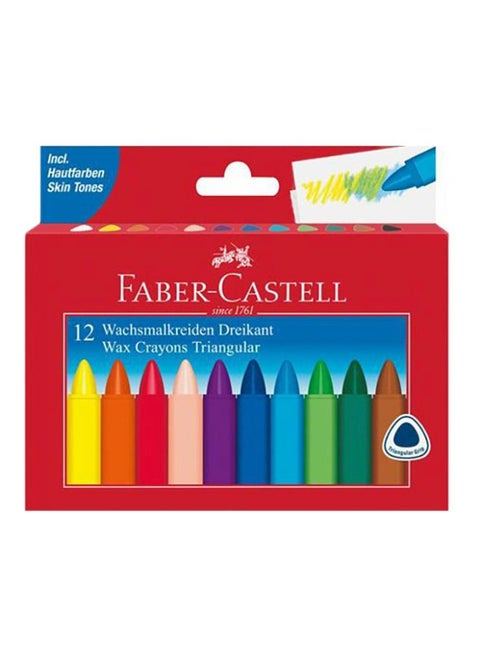 12-Piece Triangular Grip Wax Crayon Set Multicolour