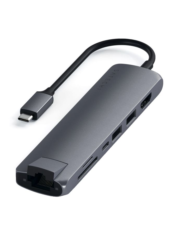 SATECHI - Type-C Slim Multiport With Ethernet Adapter Space Grey - Image 1