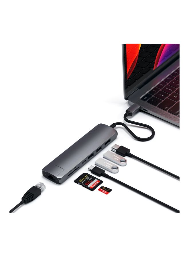 SATECHI - Type-C Slim Multiport With Ethernet Adapter Space Grey - Image 1