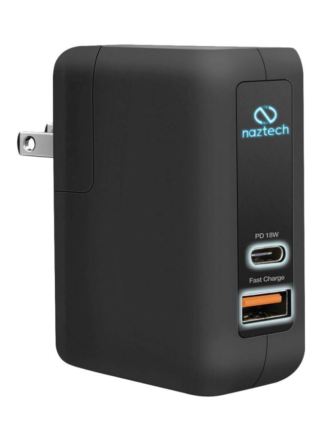 Naztech Dual Port USB Adaptive Fast Charger Black - Image 1