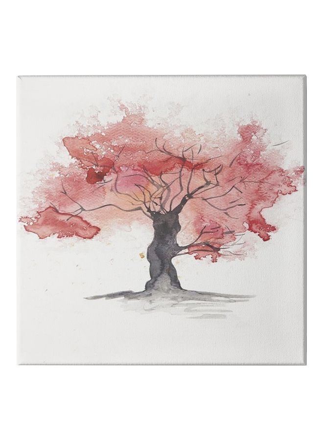 Tree Wall Art With Frame White/Pink/Black 30x30cm