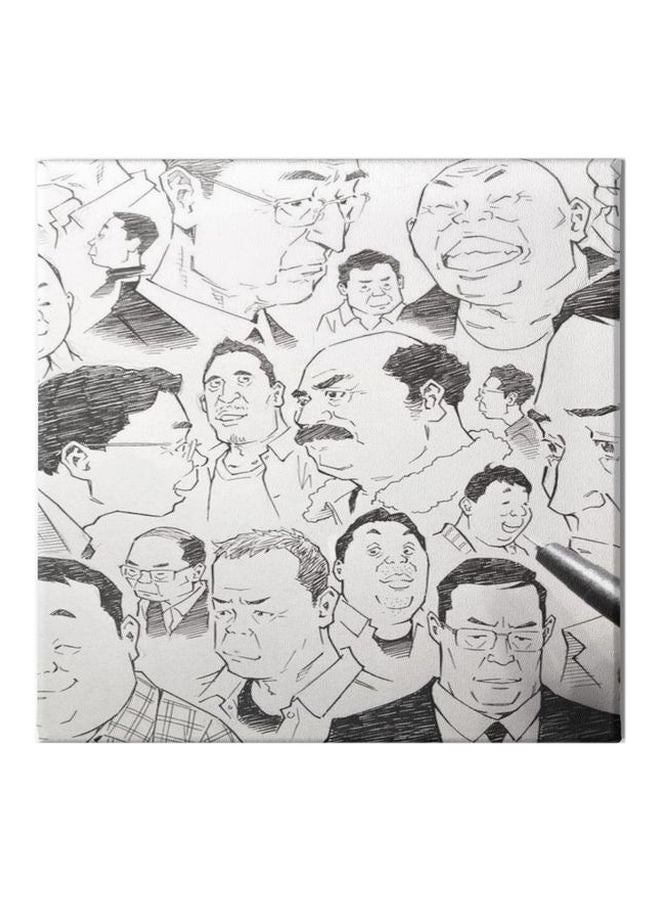 Animation Framed Wall Painting White/Black 30x30cm