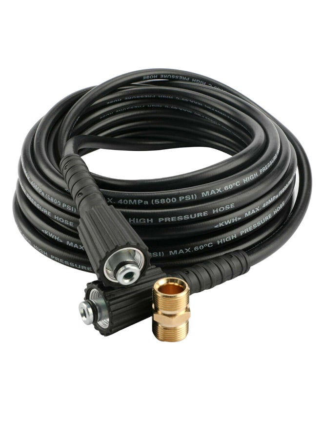 Female Jet Extension Pressure Washer Hose Black/Gold/Silver 15meter - Image 1