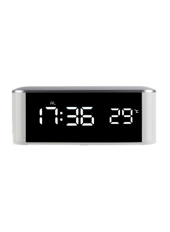 LED Alarm Clock With USB Cable White - Image 1