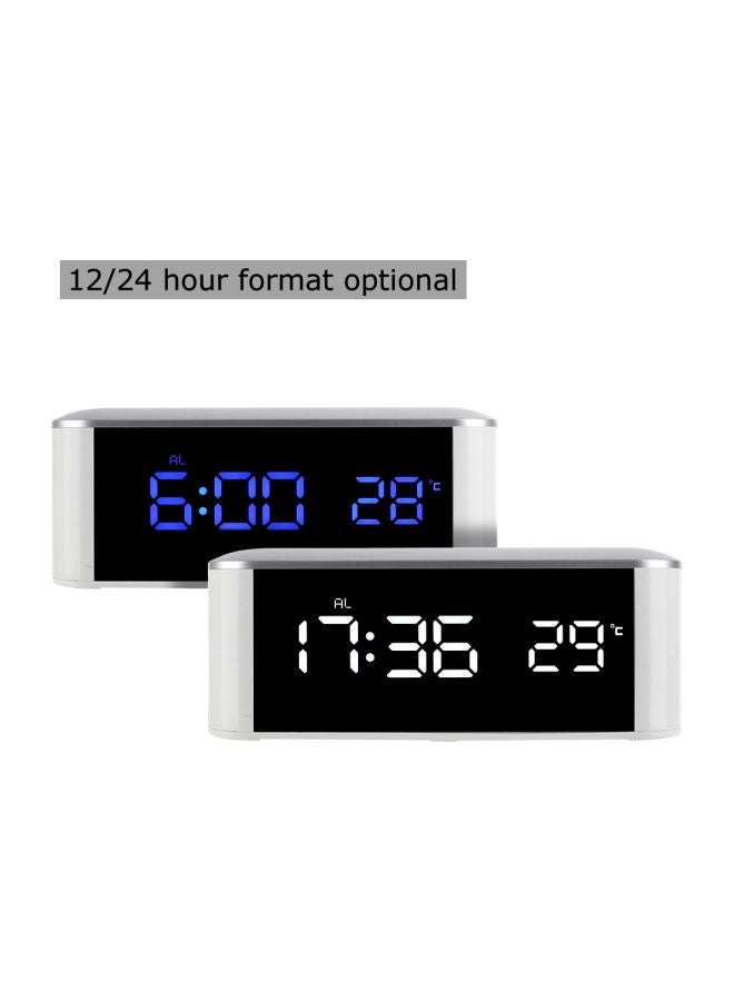 LED Alarm Clock With USB Cable White - Image 3