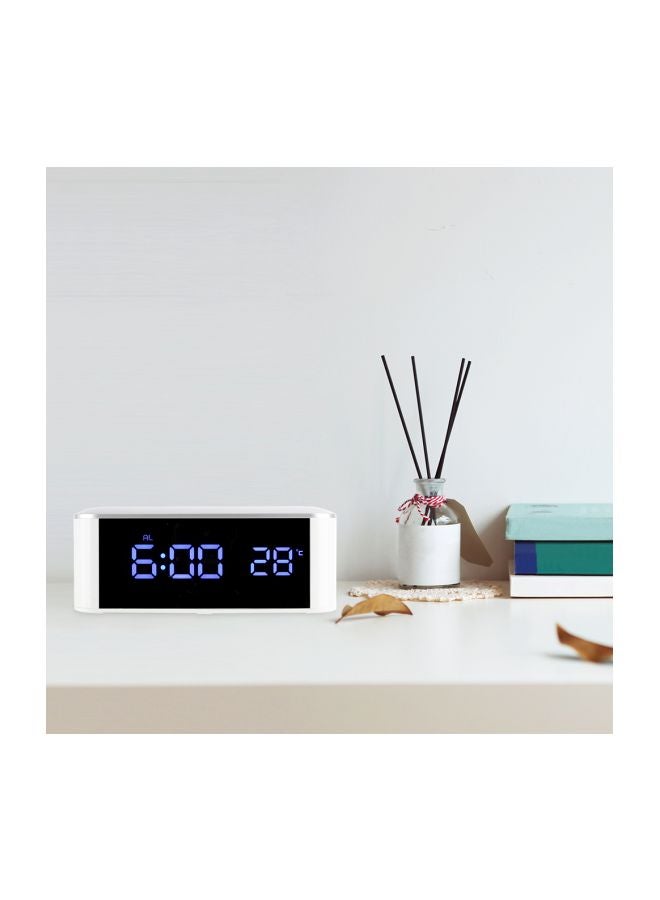 LED Alarm Clock With USB Cable White - Image 4