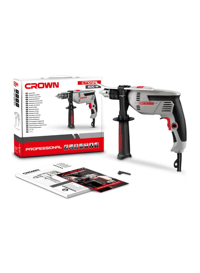 Crown CT10129 Impact Drill 13 mm 750 Watt CROWN Grey/Black/Red Grey/Black/Red  - Image 4