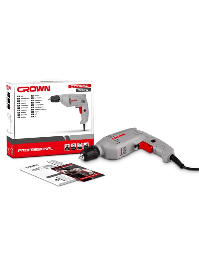 كراون مثقاب دوار مقاس 6 مم وقدرة 300 وات، يعمل بالكهرباء قدرة 220 فولت/تردد 60 هرتز فضي رمادي - Image 2