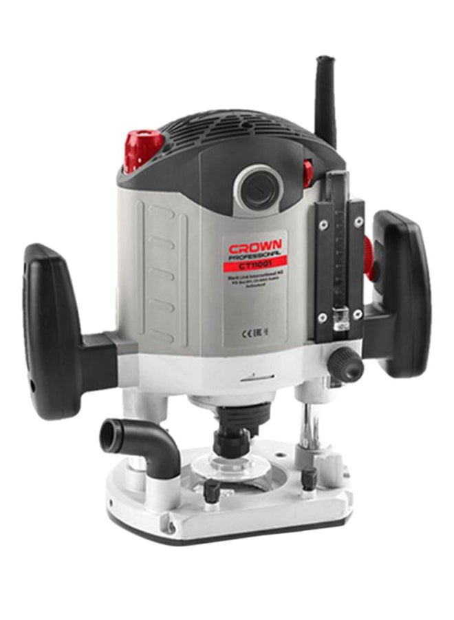 كراون جهاز راوتر حفر الخشب، سعة الطوق الداخلي 12 مم، بقدرة 2100 وات، وجهد 220 فولت/ 60 هرتز أسود/فضي/رمادي - Image 1