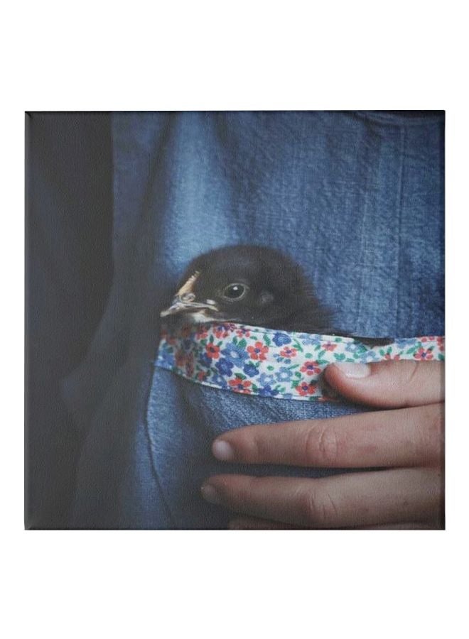 Bird Wall Painting With Frame Black/Blue/Beige 30x30cm