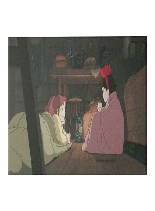 Animation Wall Painting With Frame Green/Pink/Beige 30x30cm