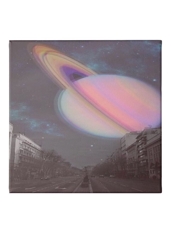 City And Planet Theme Frame Canvas Wall Painting Multicolour 30x30cm