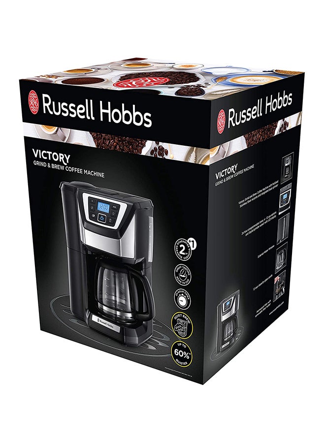 Russell Hobbs Chester Grind And Brew Coffee Machine 1025 W 22000-56 Black/Silver/Clear  - Image 2