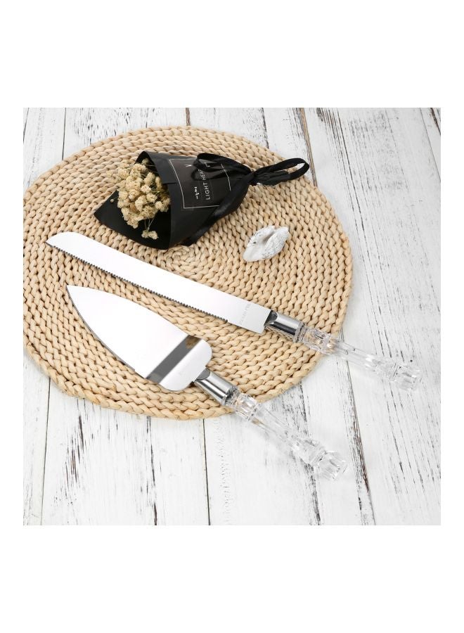 Generic - 2-Piece Stainless Steel Cake Knife And Server Set Silver Knife (33), Server (27)cm - Image 1