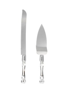 2-Piece Stainless Steel Cake Knife And Server Set Silver Knife (33), Server (27)cm