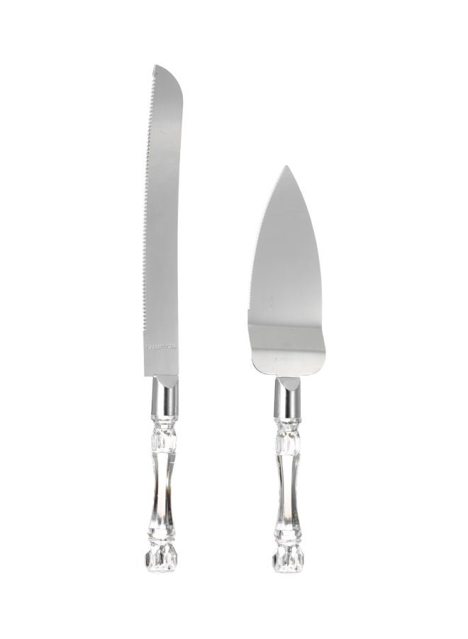Generic - 2-Piece Stainless Steel Cake Knife And Server Set Silver Knife (33), Server (27)cm - Image 1