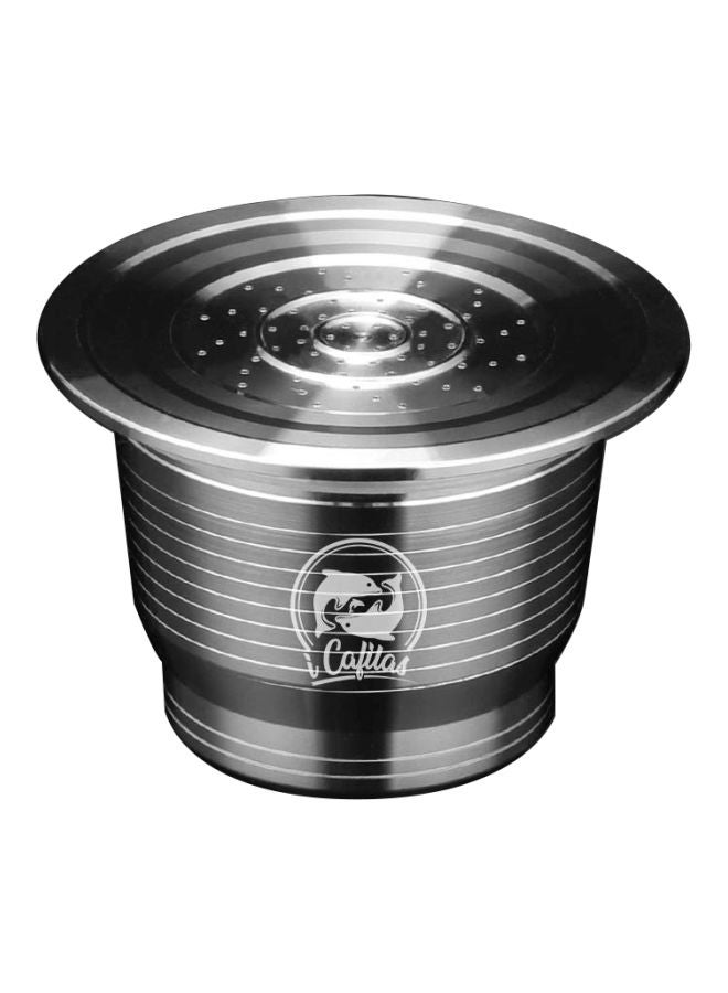 i cafilas Stainless Steel Coffee Capsule With Tamper Press Silver Coffee Capsule (36.7x26.9x23), Tamper Coffee Press (80x24.5)mm - Image 1