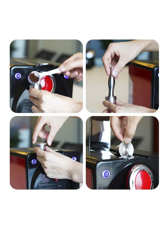 i cafilas Stainless Steel Coffee Capsule With Tamper Press Silver Coffee Capsule (36.7x26.9x23), Tamper Coffee Press (80x24.5)mm - Image 3