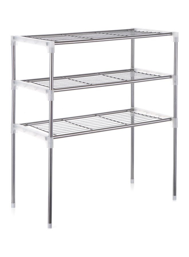 3-Tier Multi Functional Kitchen Storage Shelf Silver 58x28x6cm - Image 1