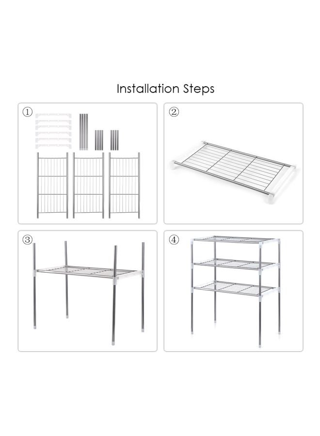 3-Tier Multi Functional Kitchen Storage Shelf Silver 58x28x6cm - Image 4