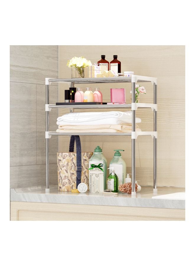3-Tier Multi Functional Kitchen Storage Shelf Silver 58x28x6cm - Image 5